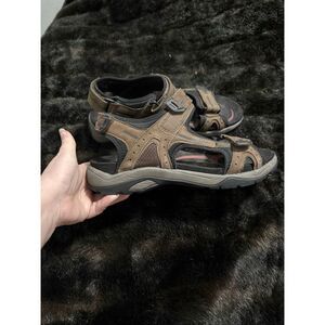 Mens Abeo Cayucos Sport Sandals Brown Bio System Leather Sz 9.5